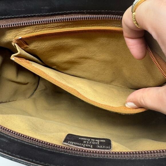 Balmain Vintage 1945 Heritage Monogram Jacquard Brown Canvas Leather Clutch - Picture 5 of 5